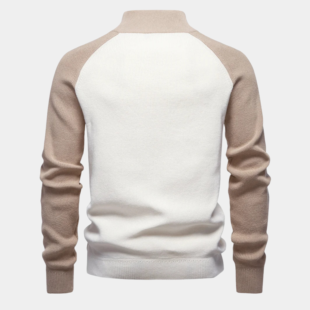 Contrast Raglan Quarter-Zip Jumper