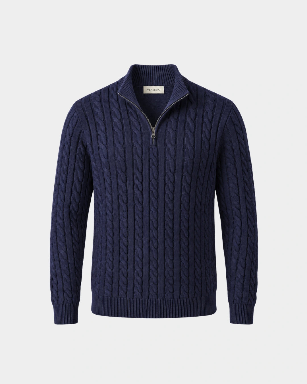 Cable Knit Quarter-Zip Sweater - Verenno