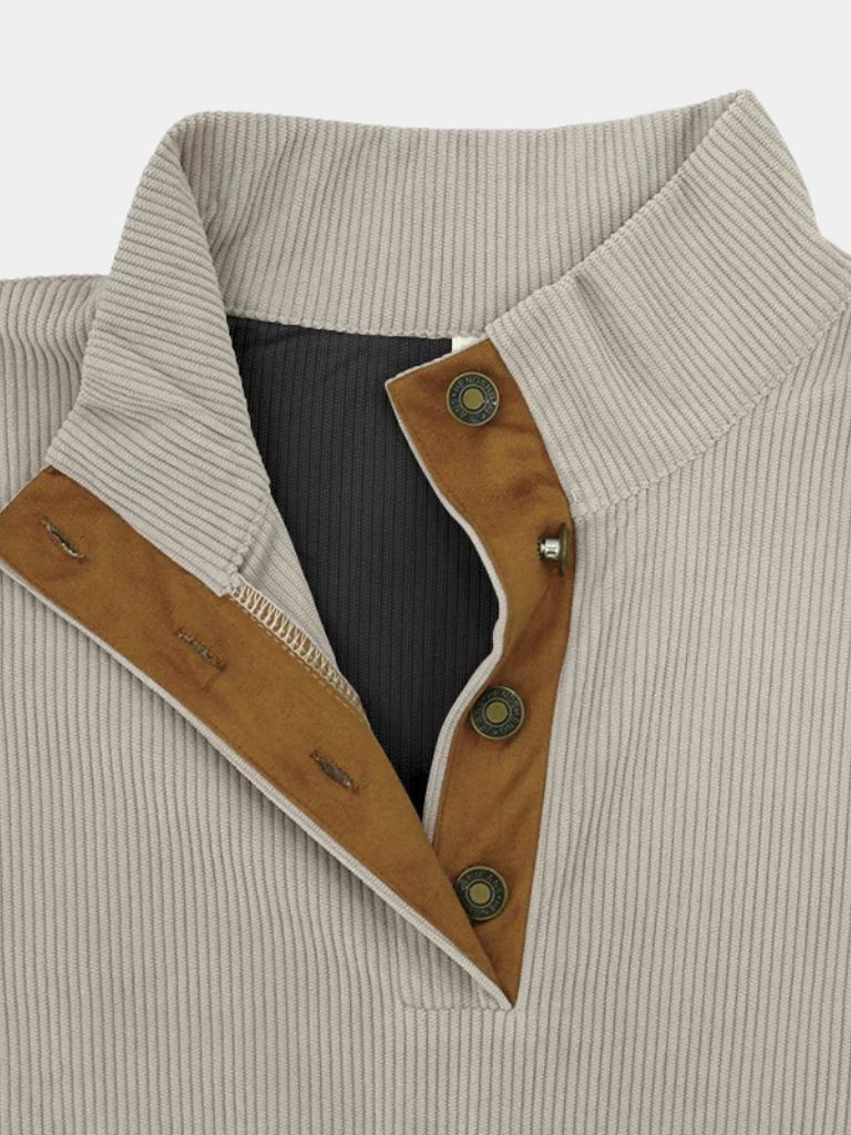 Retro Stehkragen-Cordpullover