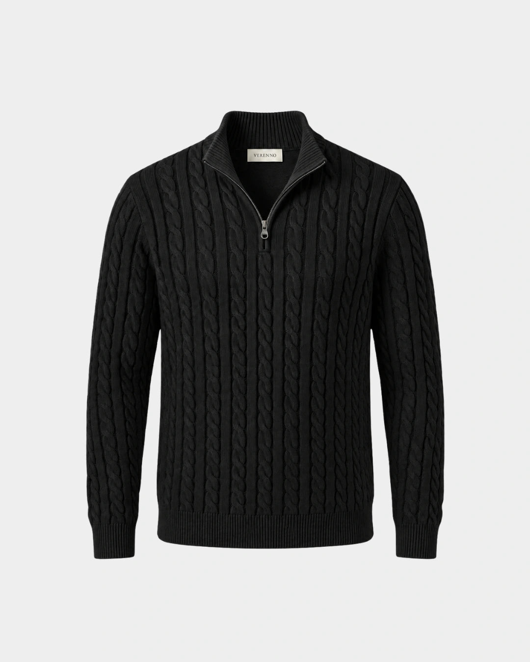 Cable Knit Quarter-Zip Sweater - Verenno