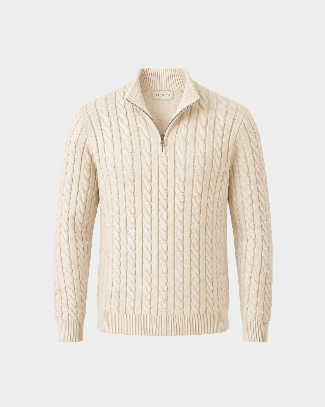 Cable Knit Quarter-Zip Sweater - Verenno