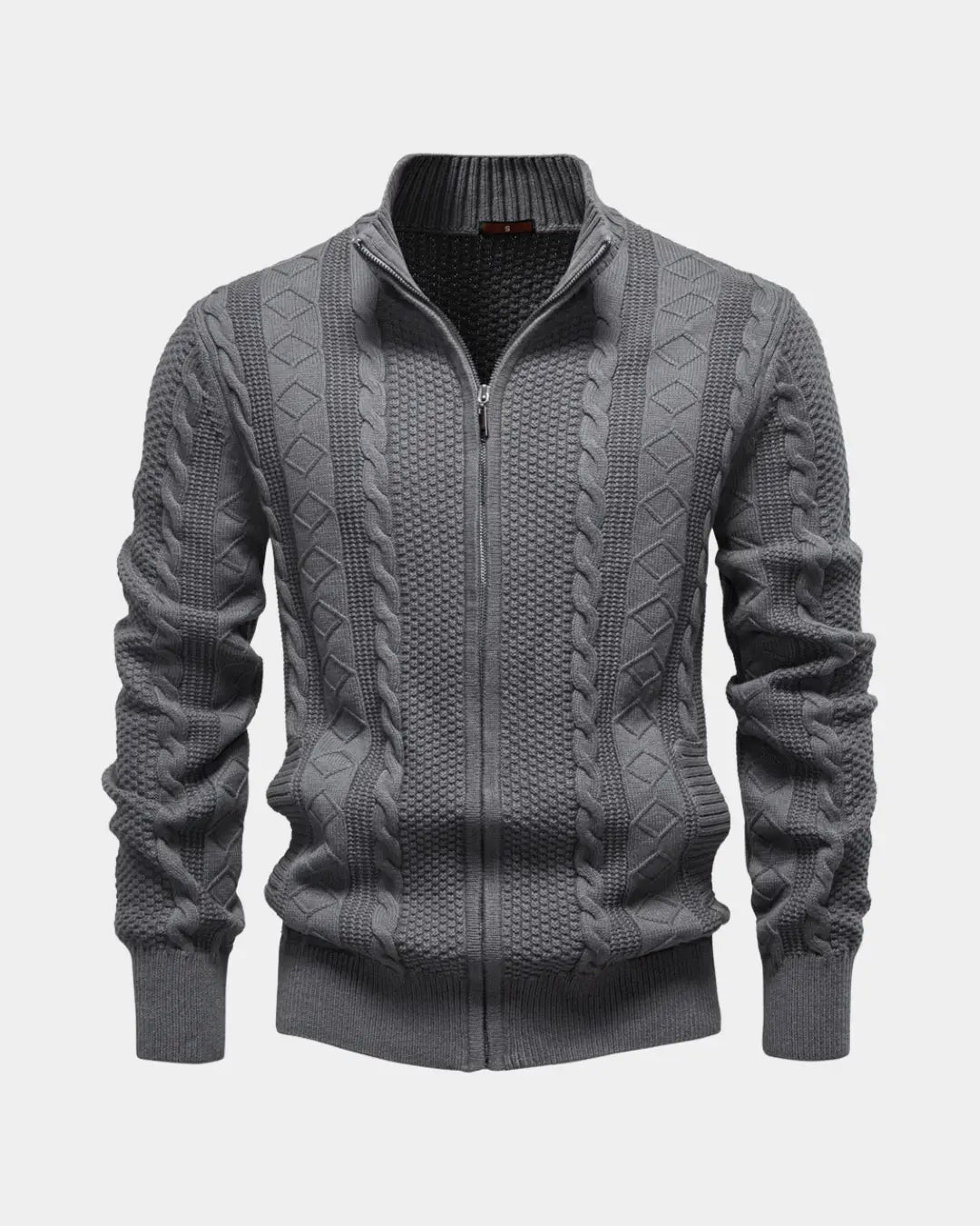 Cable Knit Full-Zip Sweater - Verenno