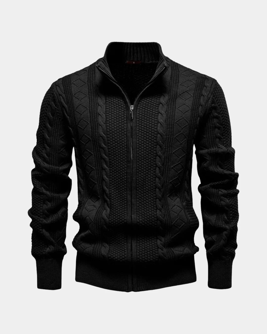 Cable Knit Full-Zip Sweater - Verenno