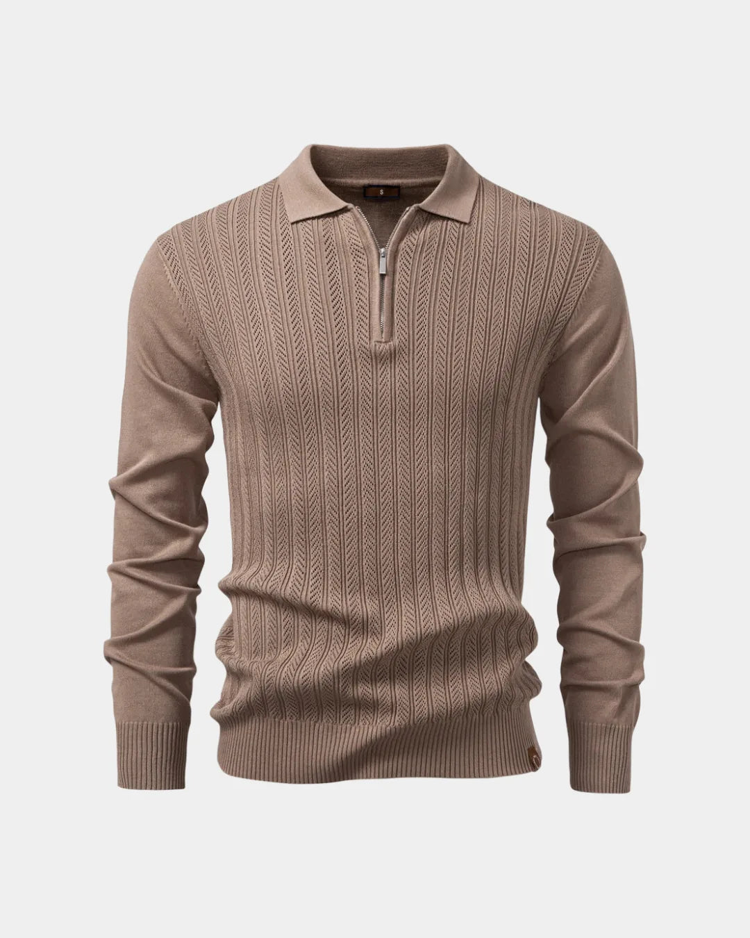 Cable Knit Zip-Neck Polo Sweater - Verenno