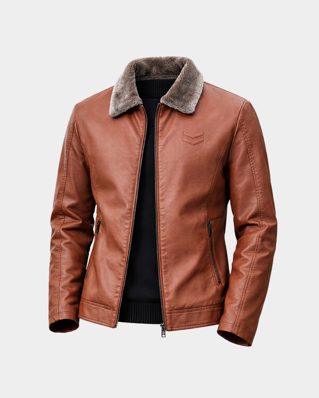 Fur-Collar Leather Jacket - Verenno