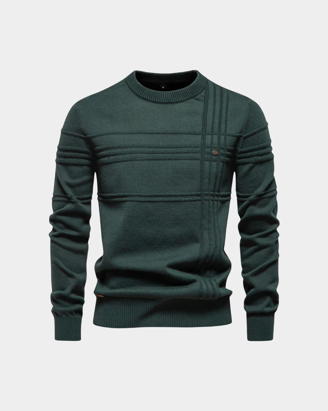 Linear Textured Crew Neck Sweater - Verenno