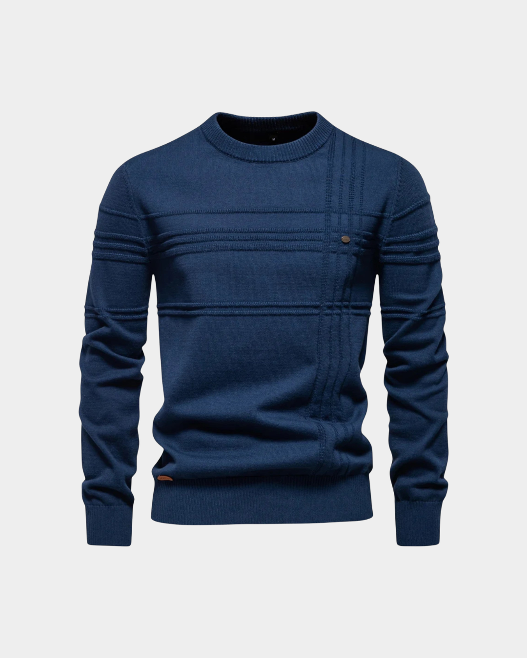 Linear Textured Crew Neck Sweater - Verenno