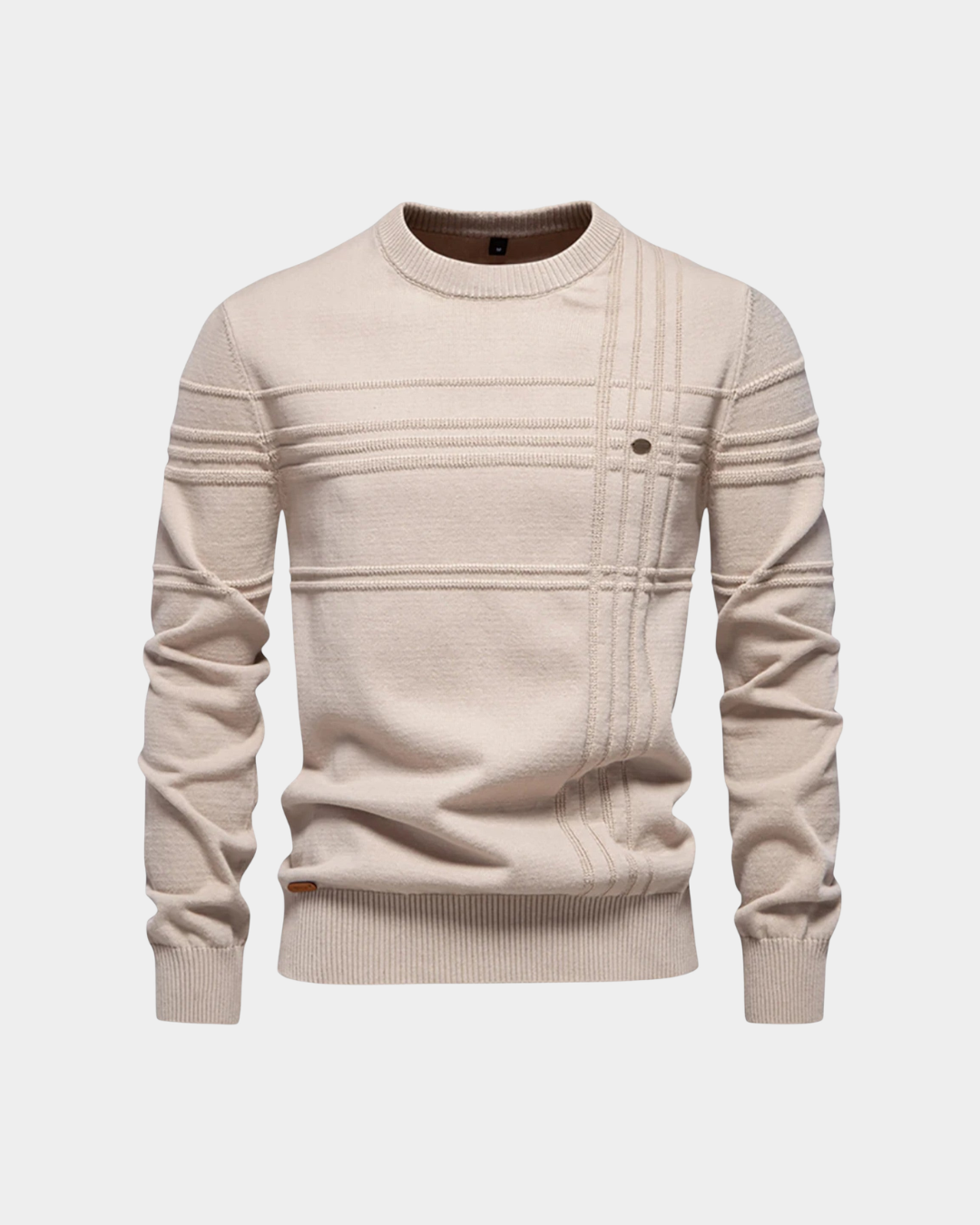Linear Textured Crew Neck Sweater - Verenno