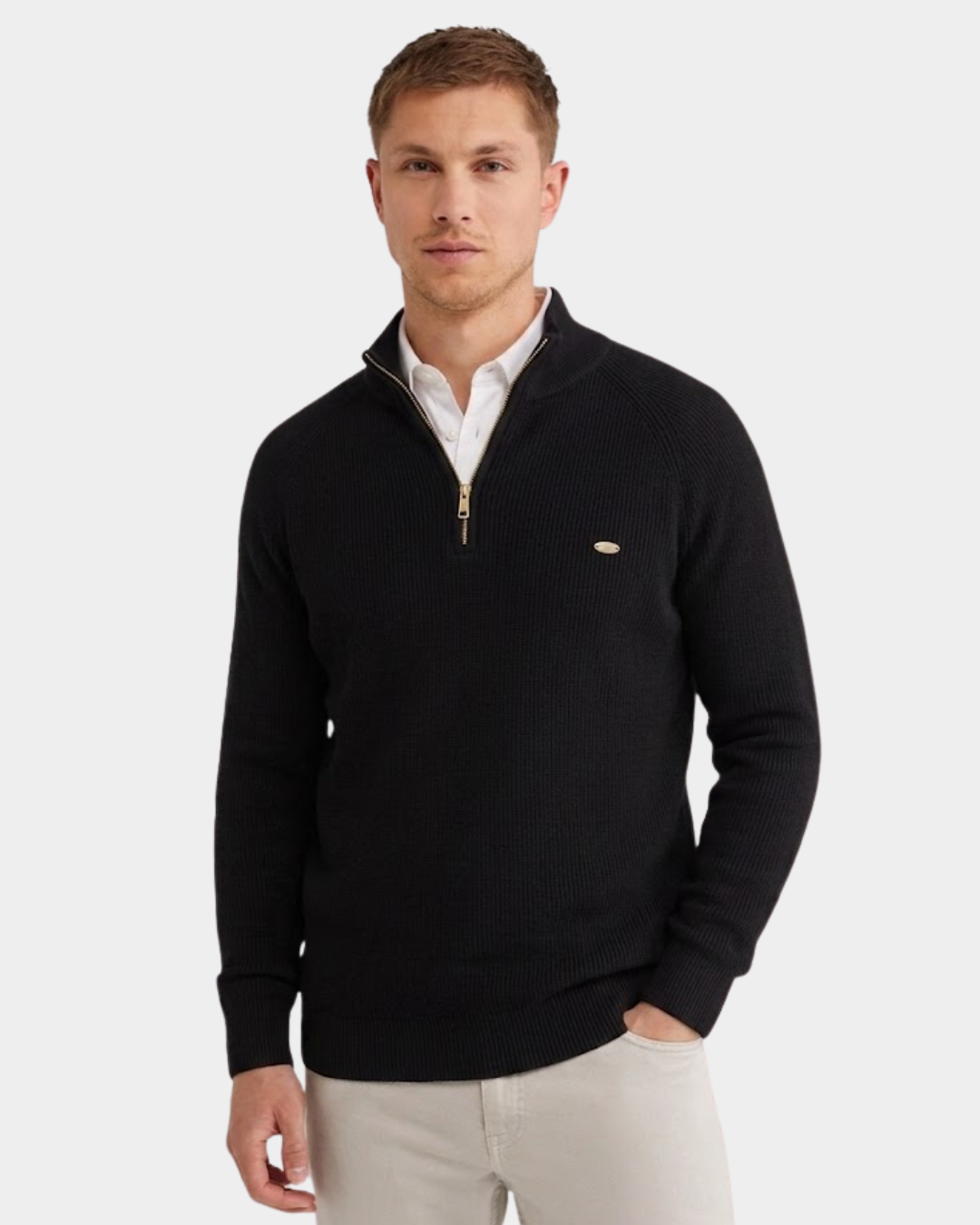 Classic Textured Quarter-Zip Sweater - Verenno