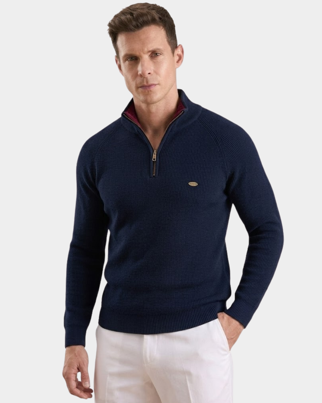 Classic Textured Quarter-Zip Sweater - Verenno