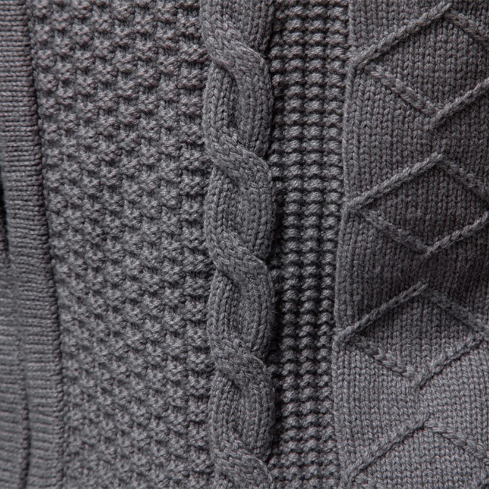 Textured Cable Zip Cardigan