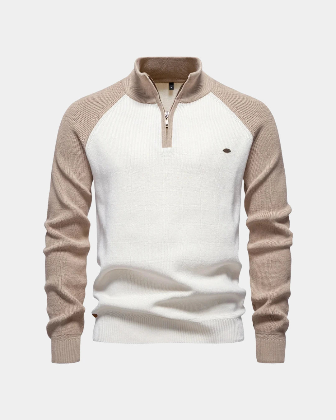 Two-Tone Quarter-Zip Sweater - Verenno