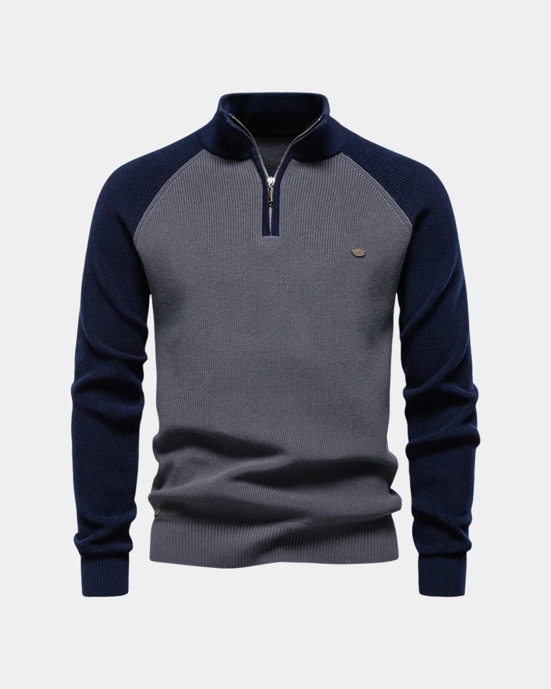 Maglione bicolore con mezza zip - Verenno