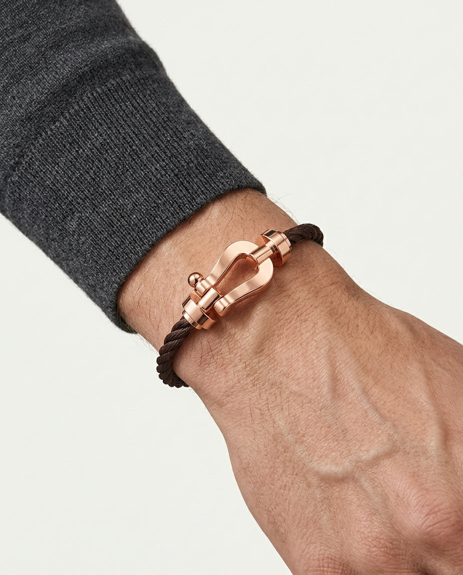 Pulsera Davos Marrón oscuro / Oro rosa