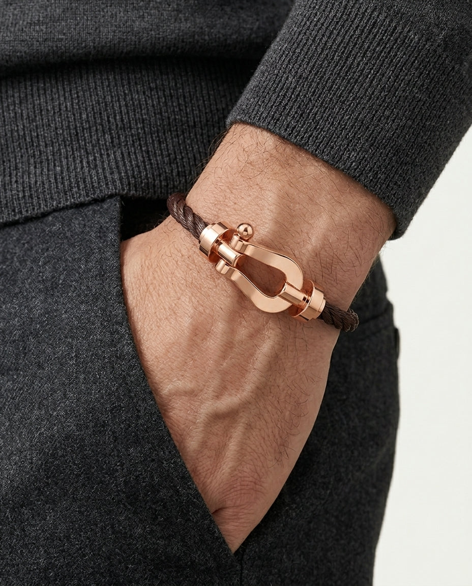 Pulsera Davos Marrón oscuro / Oro rosa