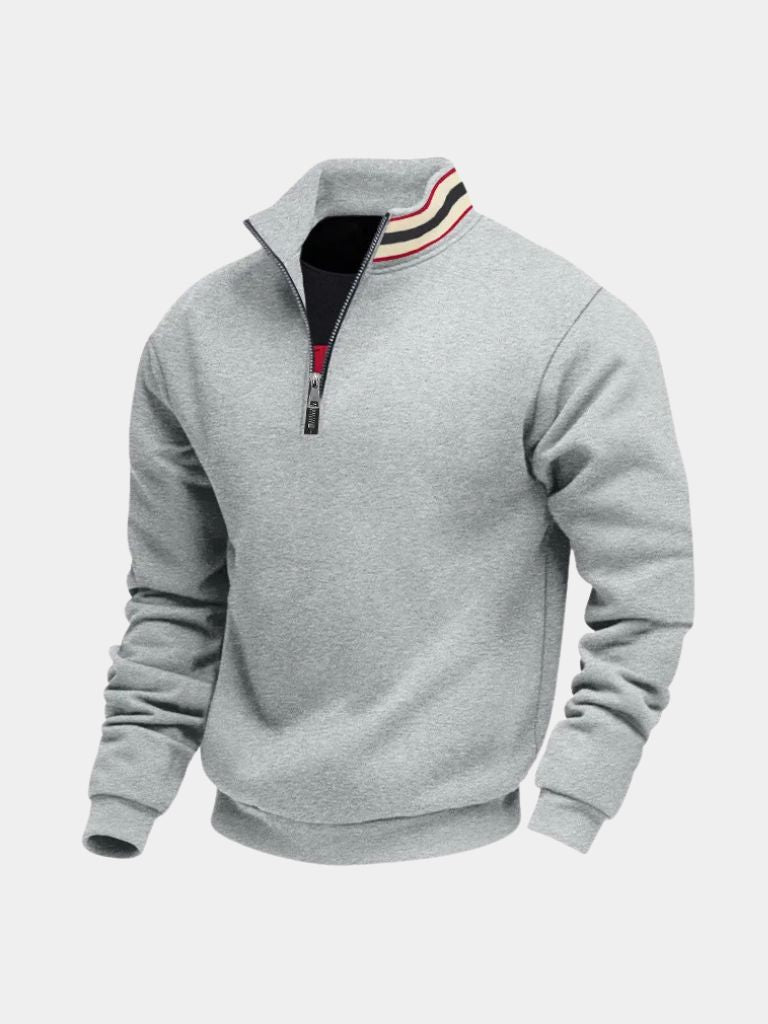 Regent Gestreifter Stehkragen-Pullover