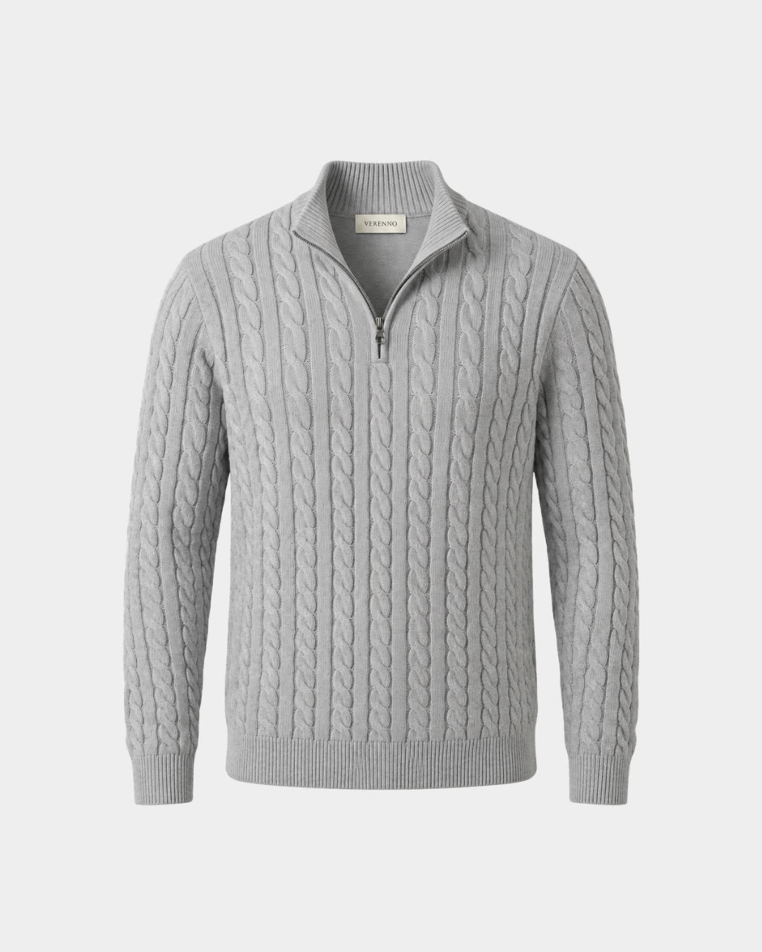 Cable Knit Quarter-Zip Sweater - Verenno