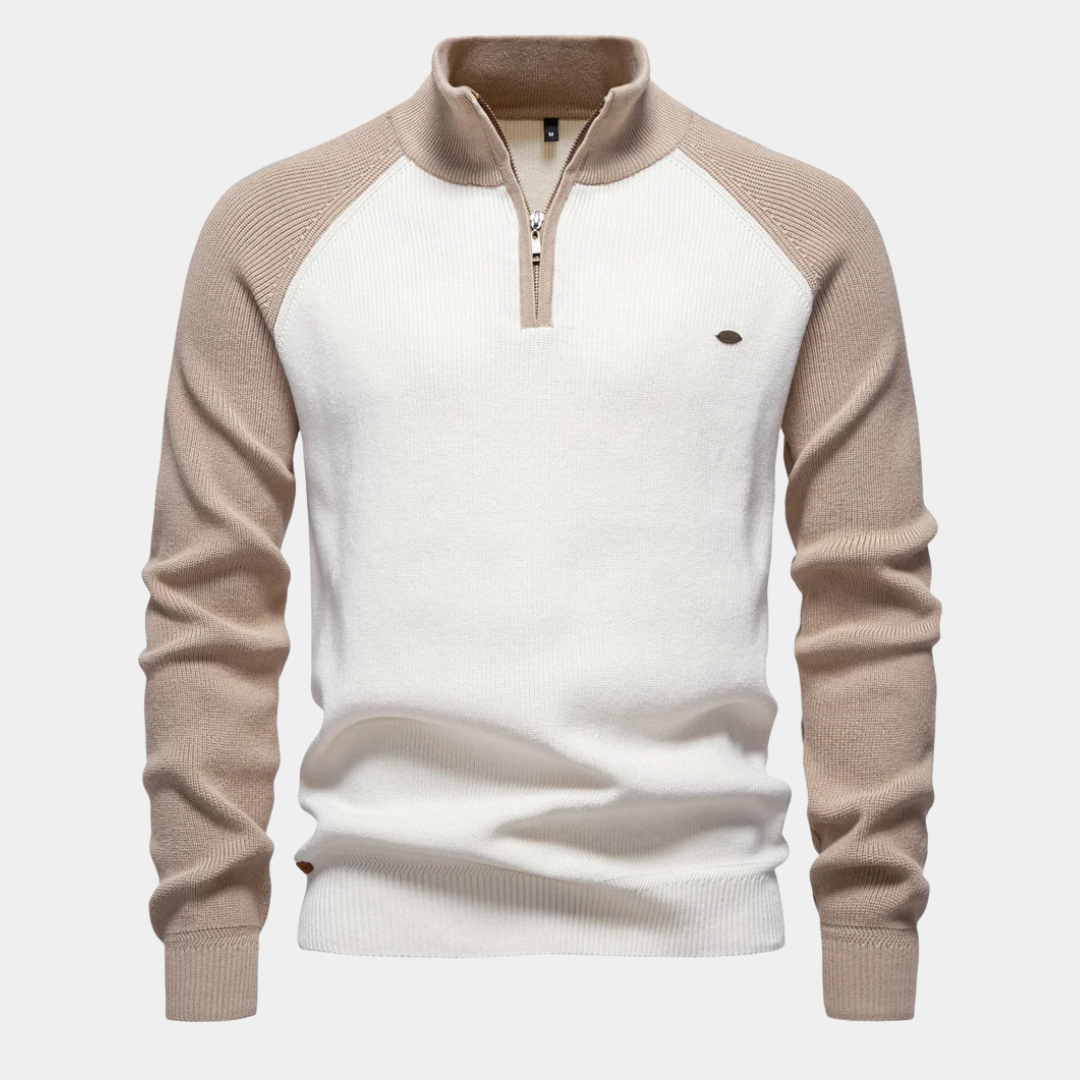 Contrast Raglan Quarter-Zip Jumper
