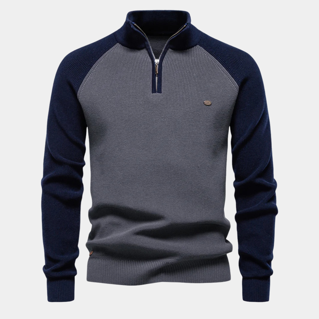 Contrast Raglan Quarter-Zip Jumper