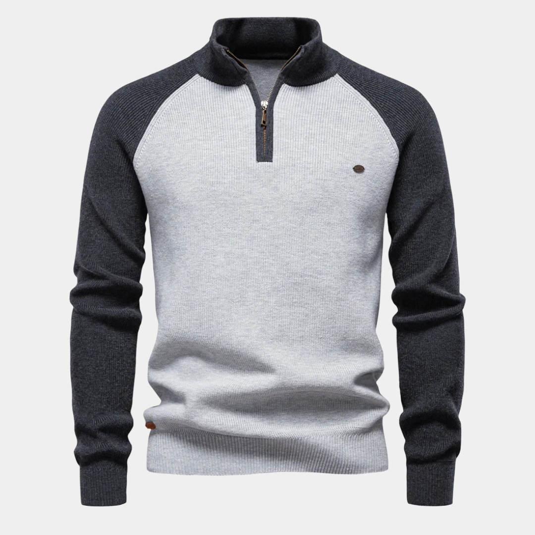 Contrast Raglan Quarter-Zip Jumper