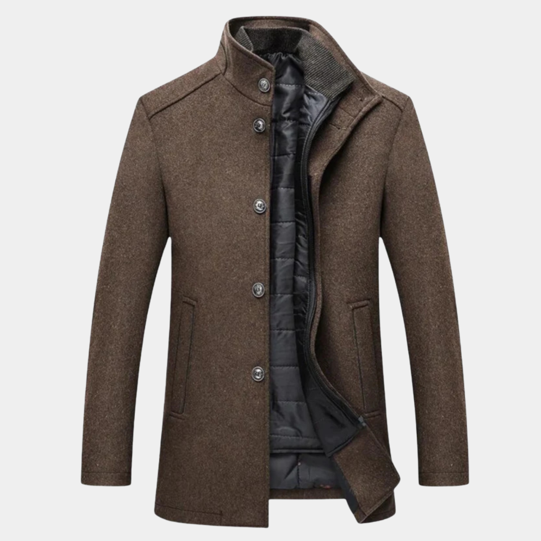 Long Wool-Blend Overcoat