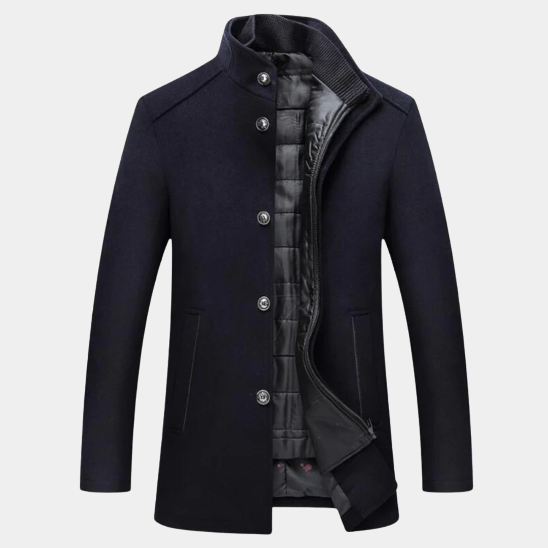 Long Wool-Blend Overcoat