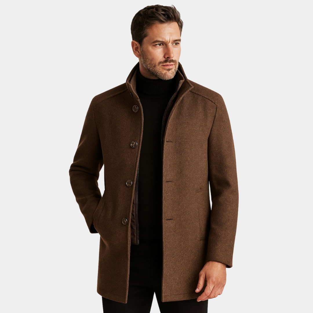 Long Wool-Blend Overcoat