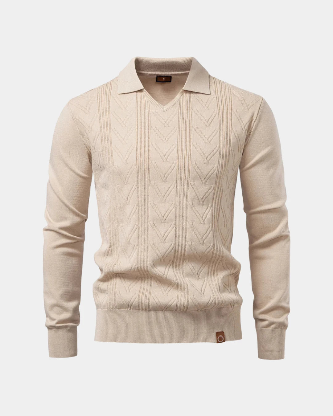 Cable Knit Polo Sweater - Verenno