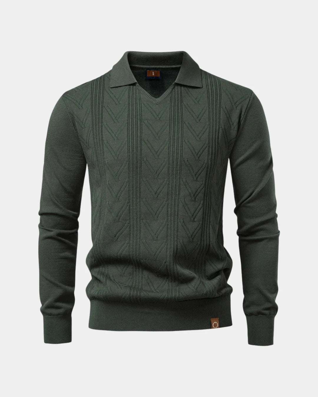 Cable Knit Polo Sweater - Verenno