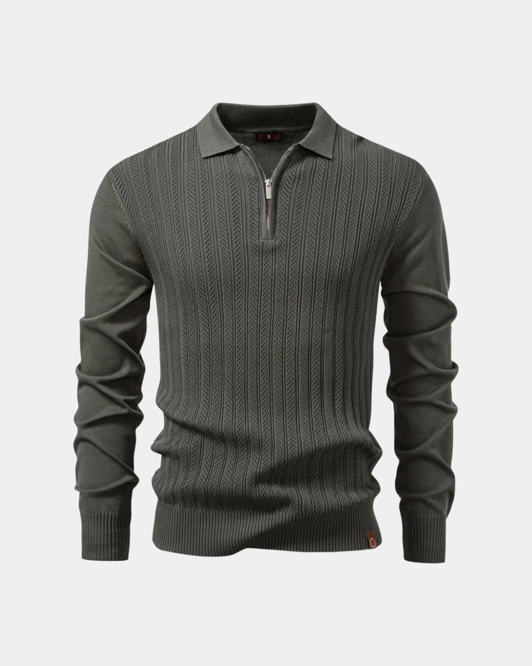 Jersey polo de punto trenzado con cremallera - Verenno