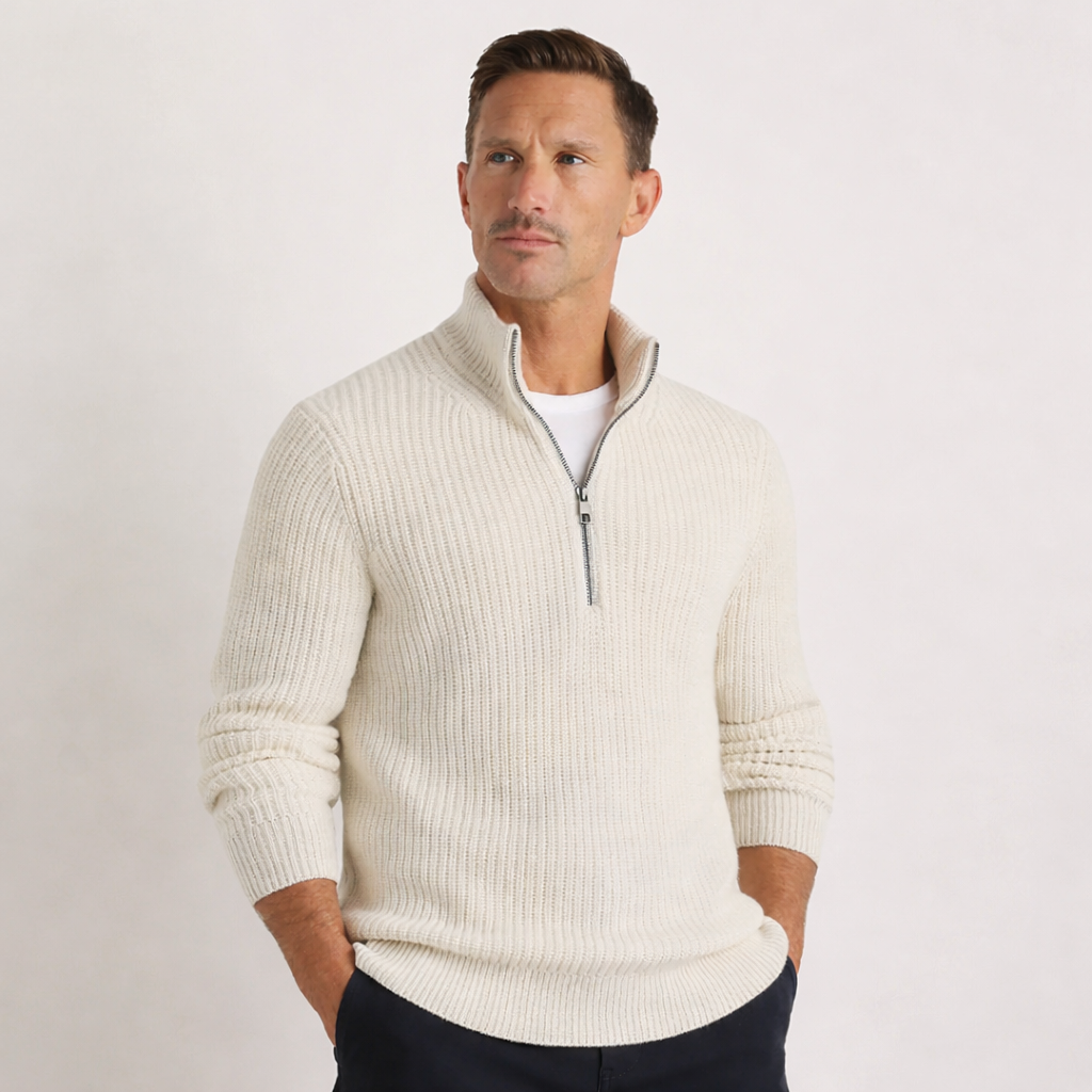 Ribbed Quarter Zip Jumper