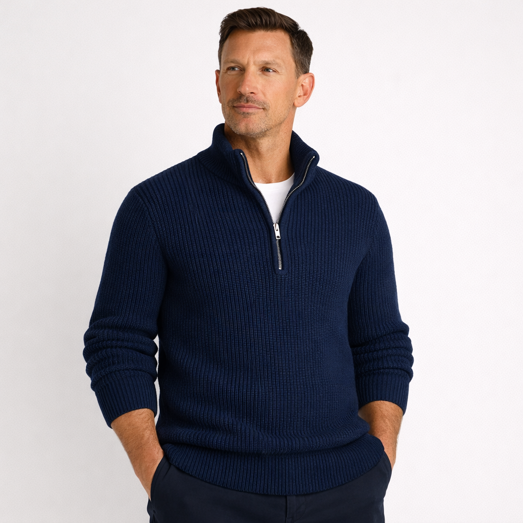Ribbed Quarter Zip Jumper