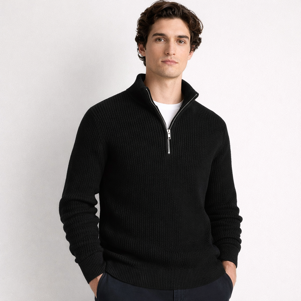 Ribbed Quarter Zip Jumper