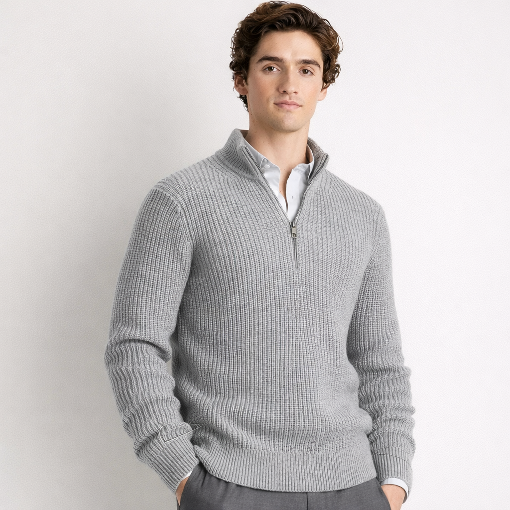 Ribbed Quarter Zip Jumper