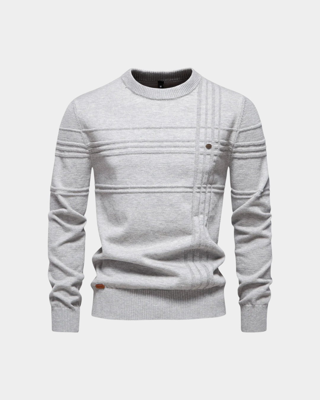Linear Textured Crew Neck Sweater - Verenno
