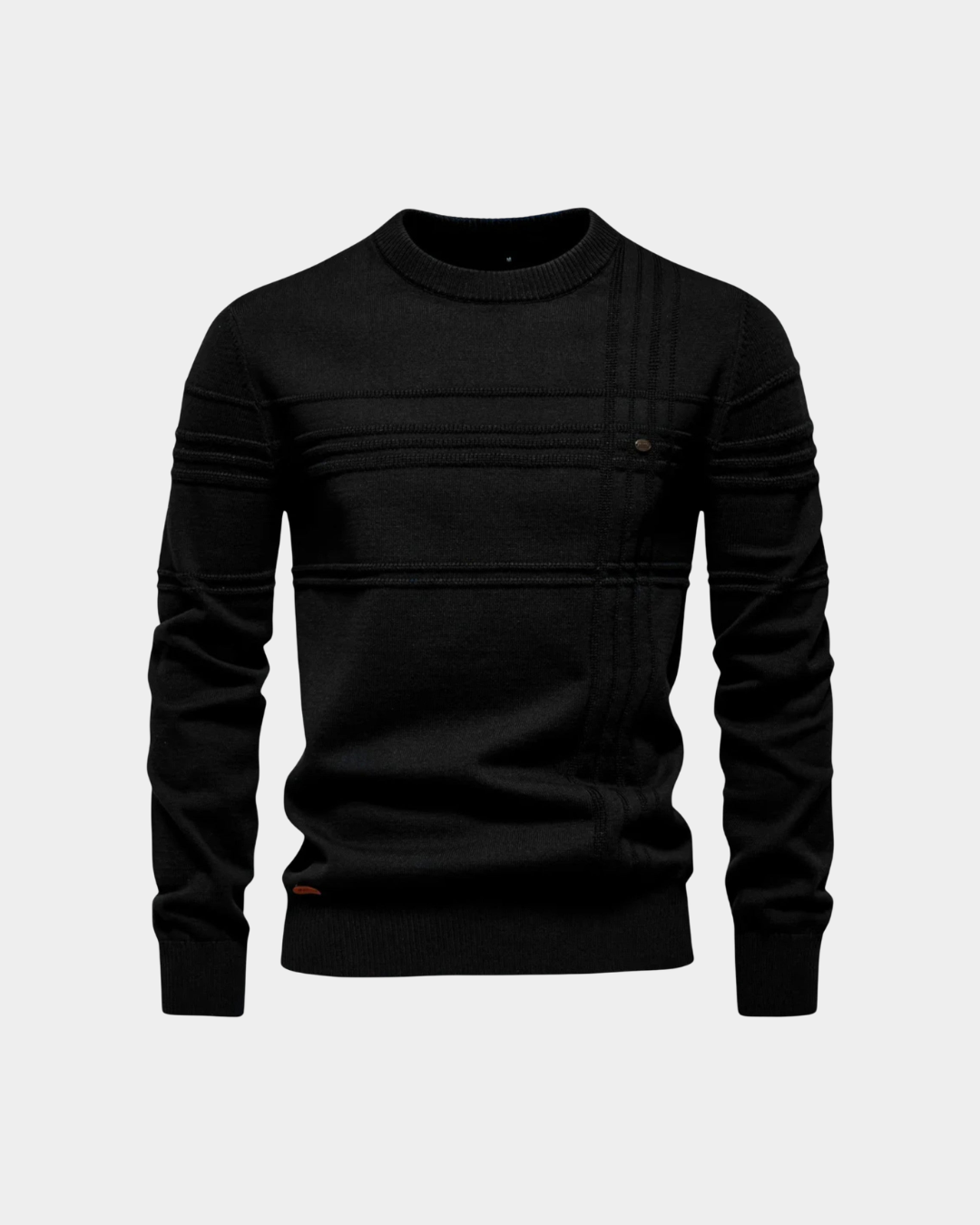 Linear Textured Crew Neck Sweater - Verenno