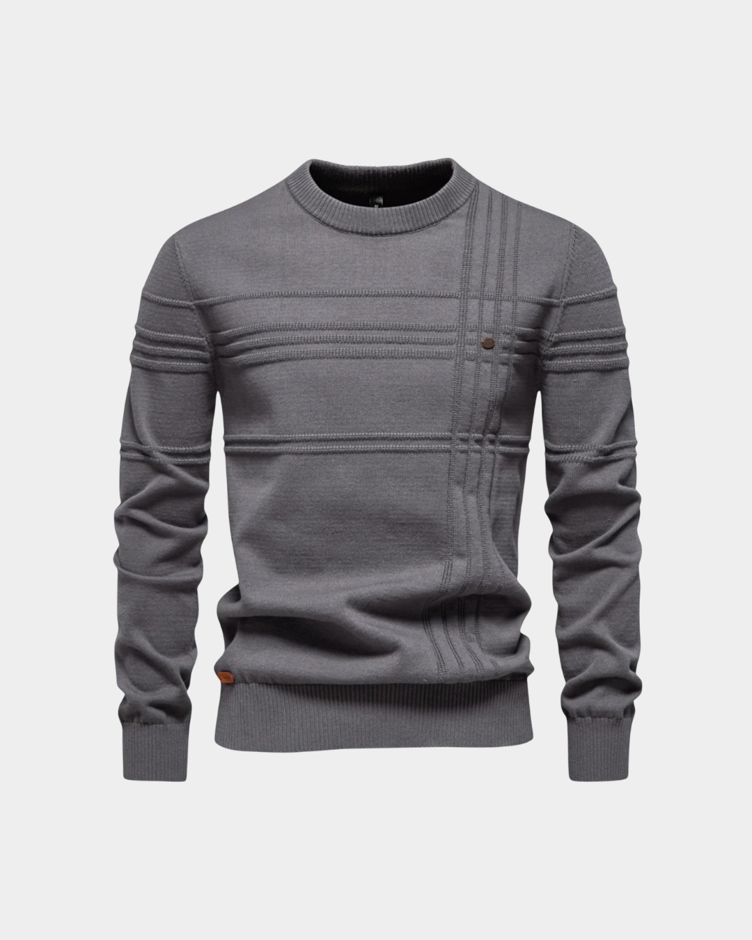 Linear Textured Crew Neck Sweater - Verenno