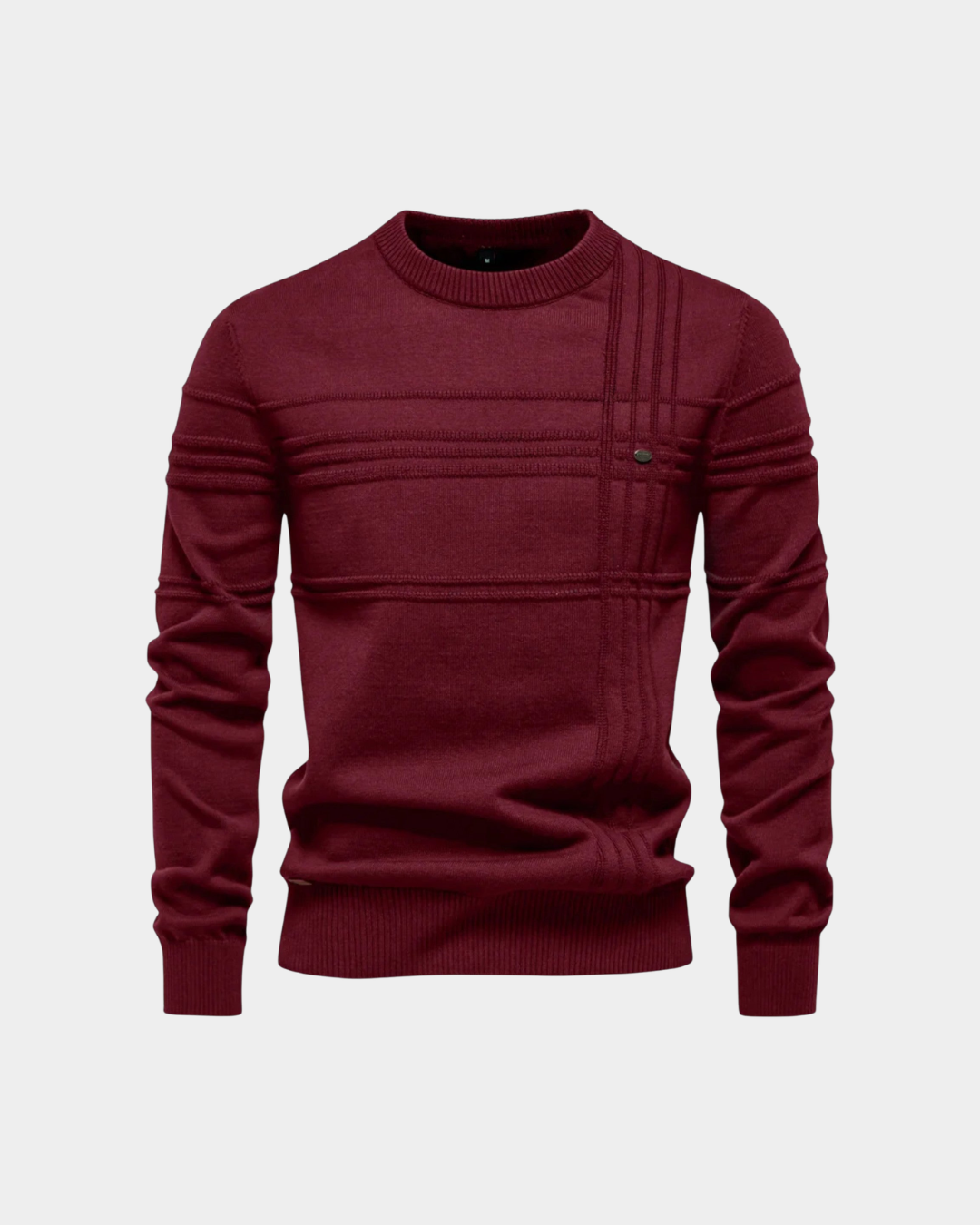 Linear Textured Crew Neck Sweater - Verenno