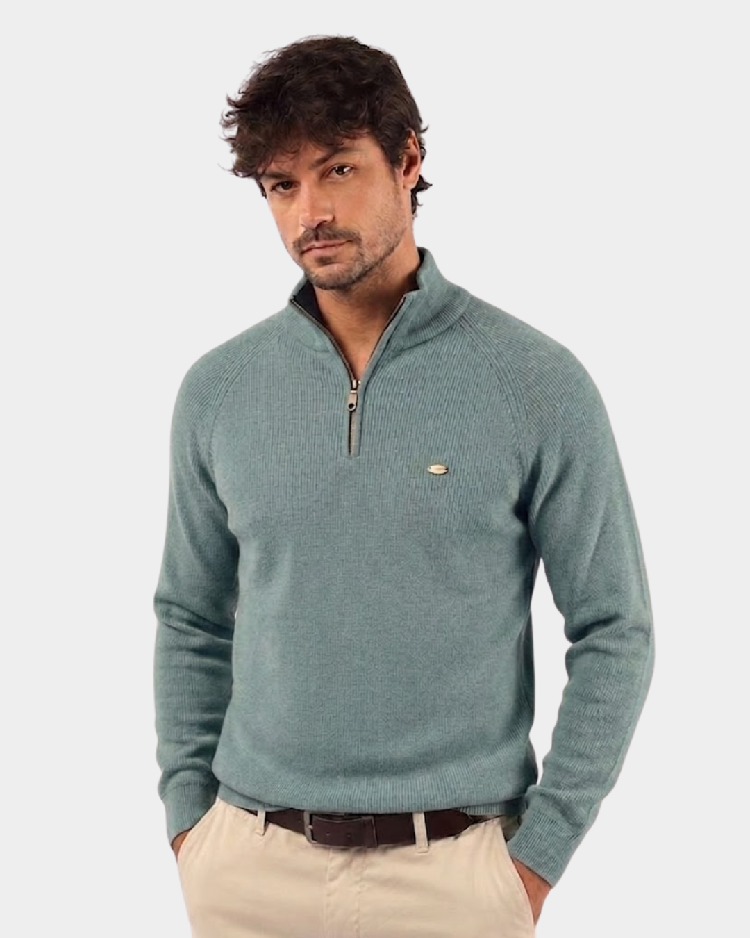 Classic Textured Quarter-Zip Sweater - Verenno