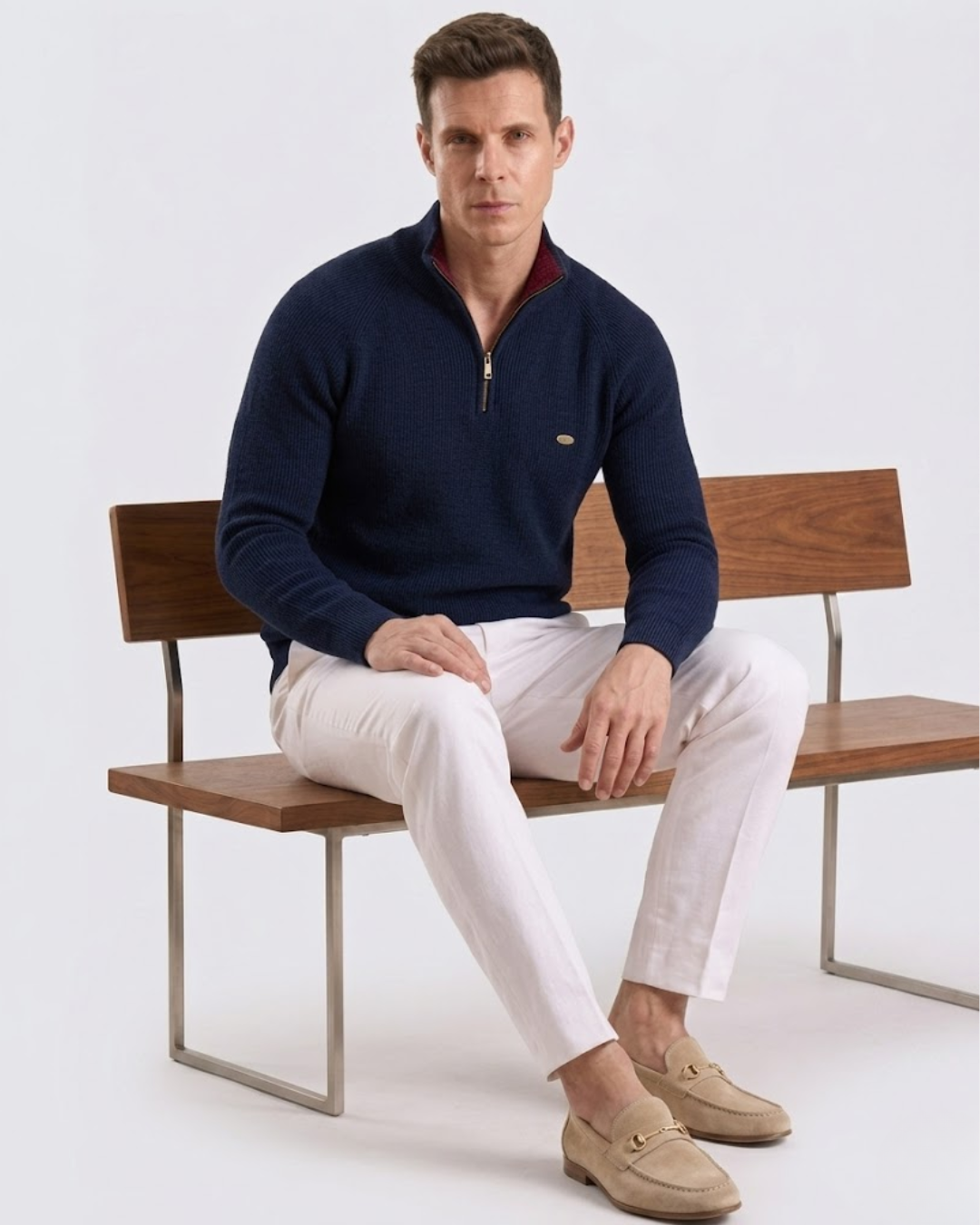 Classic Textured Quarter-Zip Sweater - Verenno