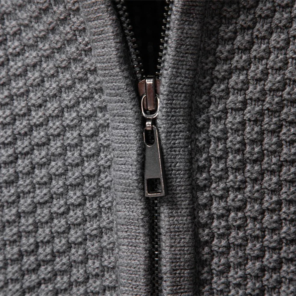 Textured Cable Zip Cardigan