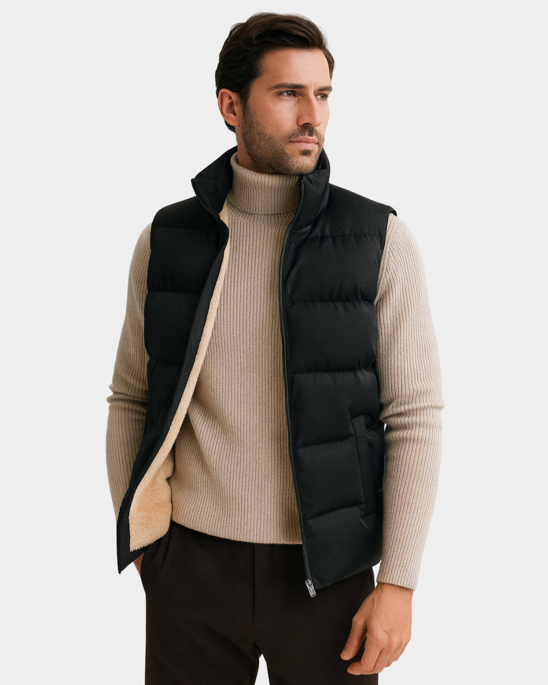 Sherpa-Lined Puffer Vest - Verenno