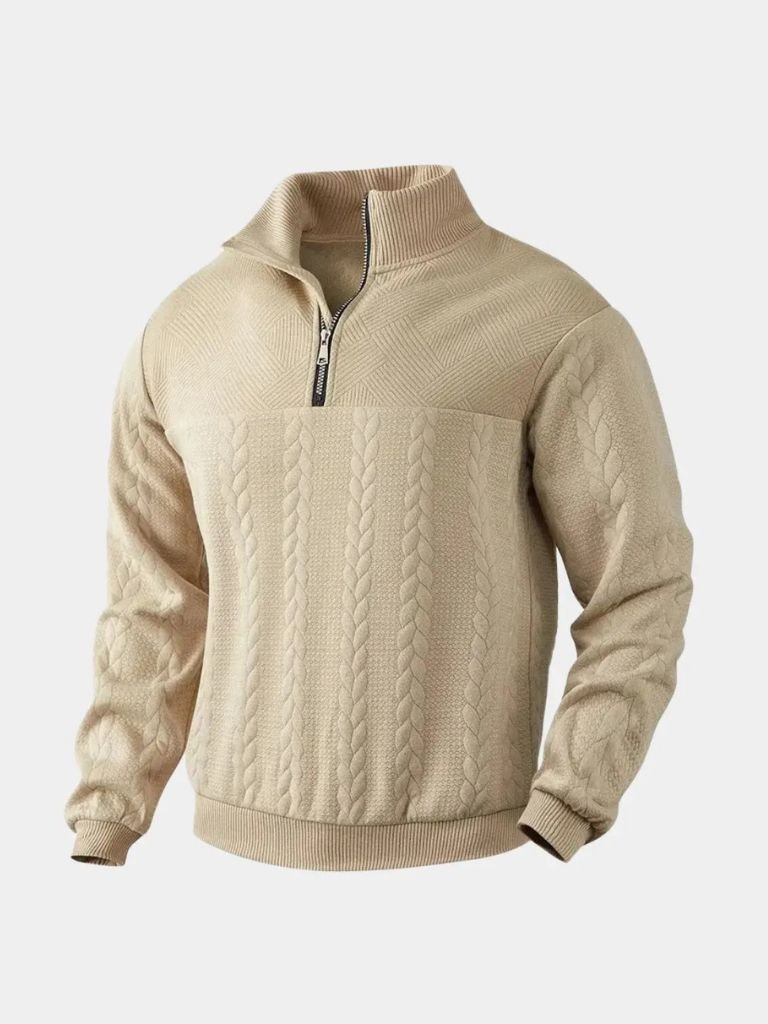 Essential Henley Stehkragen Quarter-Zip-Pullover