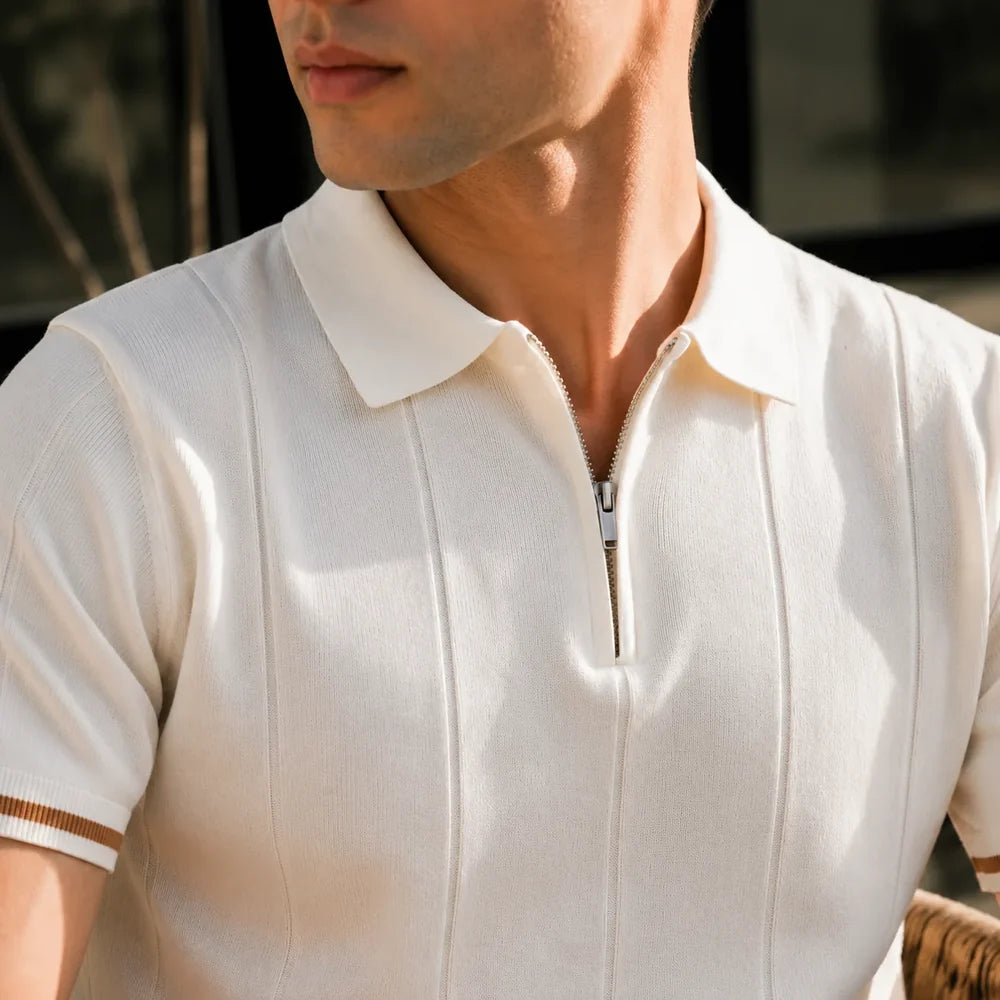 Polo zippé texturé Verenno