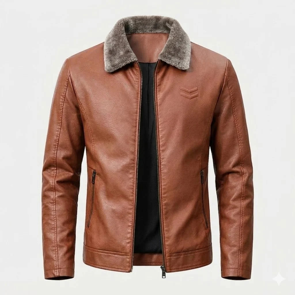 Kunstlederjacke mit Kragen – Zyvero